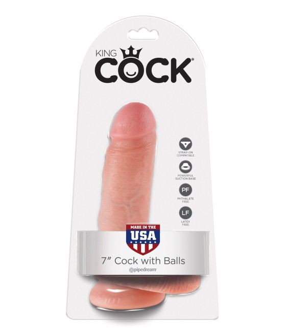 FALLO ULTRA REALISTICO CON BASE A VENTOSA E TESTICOLI PIPEDREAM "KING COCK" - 19 CM