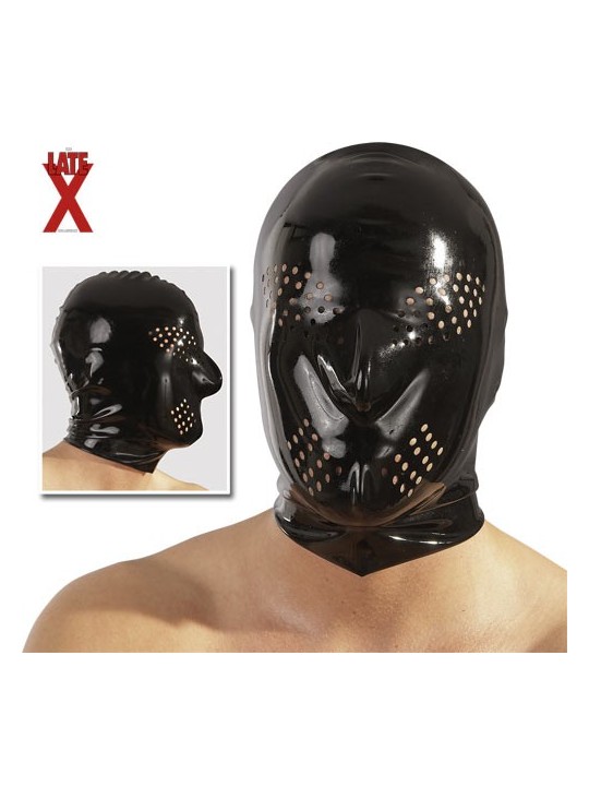 CAPPUCCIO ADERENTE IN LATEX NERO CON AREE FORATE CAPPUCCIO ADERENTE IN LATEX NERO CON AREE FORATE