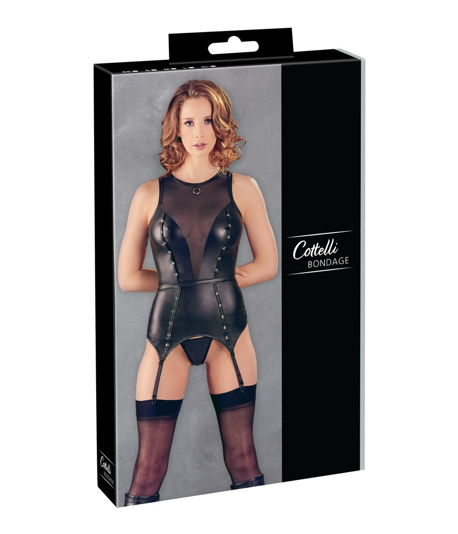 CORSETTO FETISH NERO CON MANETTE - COTTELLI BONDAGE