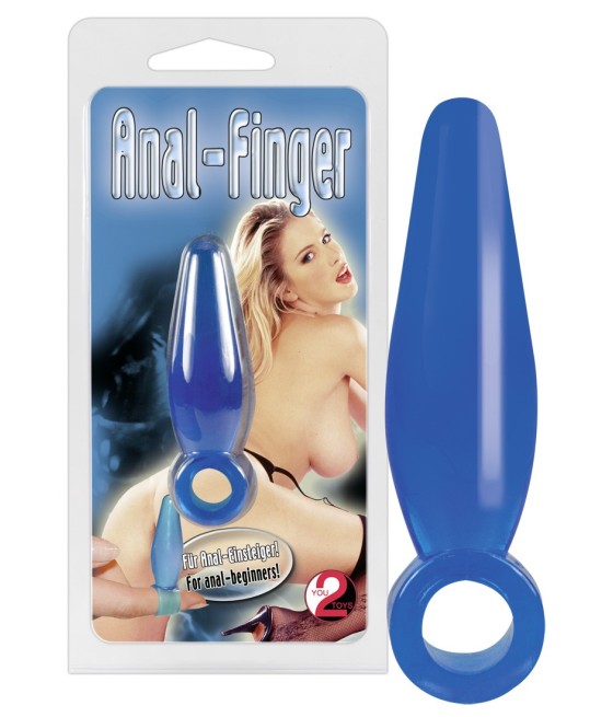 MINI CUNEO ANALE CON ANELLO \"ANAL FINGER\" BLU - 5 CM