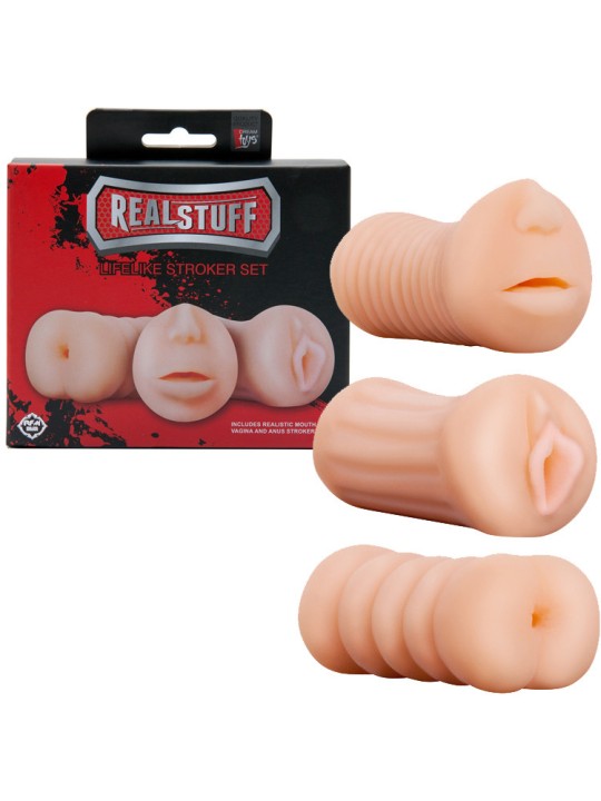 KIT 3 MASTURBATORI "BOCCA - VAGINA - ANO" REALSTUFF KIT 3 MASTURBATORI "BOCCA - VAGINA - ANO" REALSTUFF