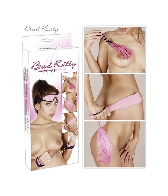 SET BONDAGE 5 PEZZI BAD KITTY \"FETISH SET\" ROSA