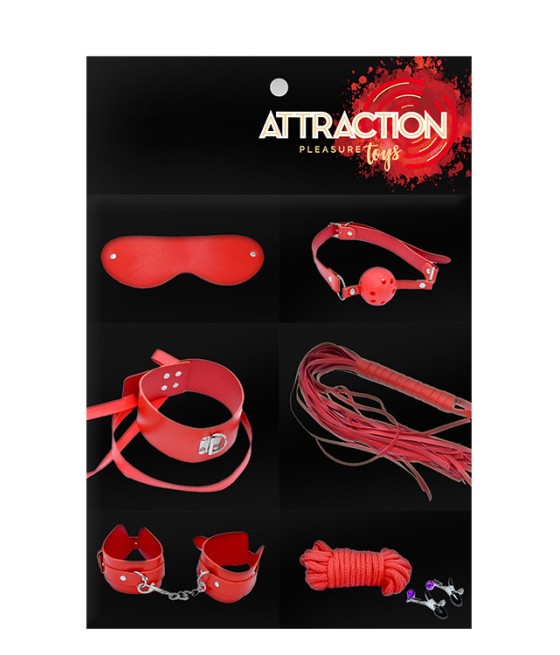 KIT BDSM 7 PEZZI "ATTRACTION TOYS" COLORE: ROSSO