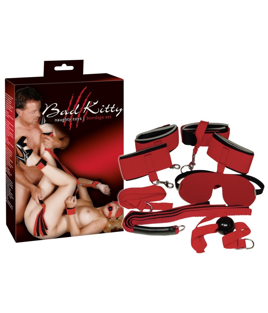 SET BONDAGE 8 PEZZI BAD KITTY "RED GIANT" ROSSO