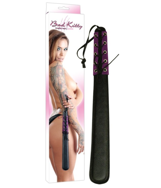 SCULACCIATORE CON MANICO LAVORATO BAD KITTY "PADDLE" NERO/VIOLA