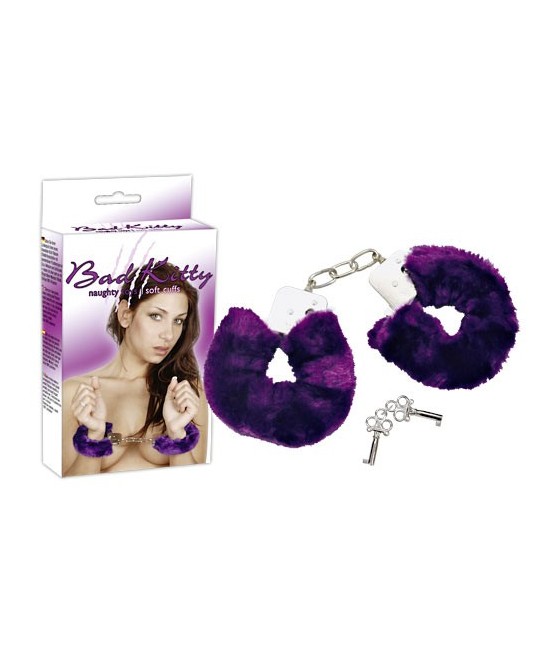 MANETTE IN METALLO RIVESTITE IN PELUCHE BAD KITTY "SOFT CUFFS" ROSA