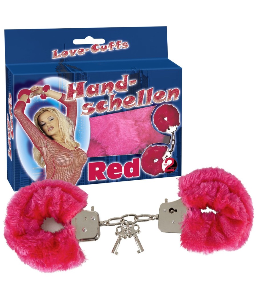 MANETTE IN METALLO RIVESTITE IN PELUCHE "LOVE-CUFFS" ROSSO
