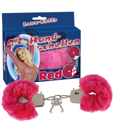 MANETTE IN METALLO RIVESTITE IN PELUCHE LOVE-CUFFS ROSSO