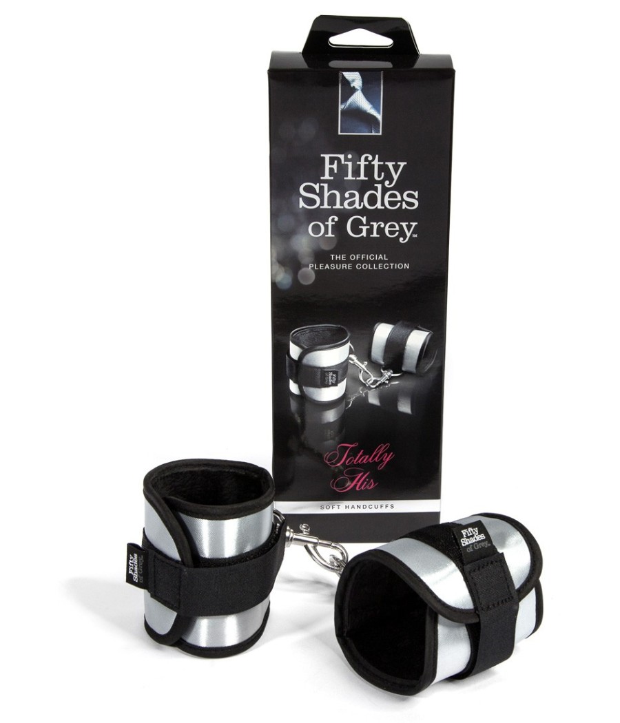 MANETTE IN TESSUTO CON VELCRO E GANCIO 50 SFUMATURE DI GRIGIO "TOTALMENTE SUA"