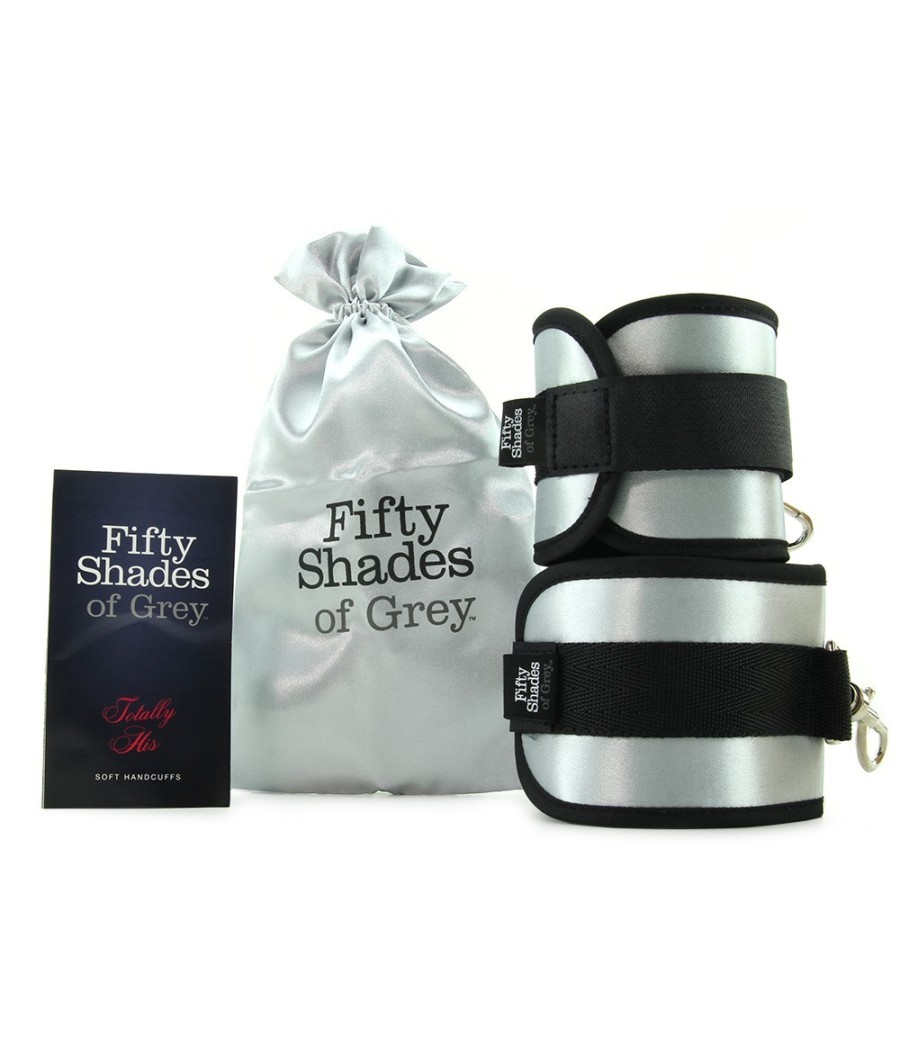 MANETTE IN TESSUTO CON VELCRO E GANCIO 50 SFUMATURE DI GRIGIO "TOTALMENTE SUA"