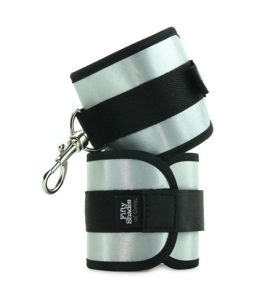 MANETTE IN TESSUTO CON VELCRO E GANCIO 50 SFUMATURE DI GRIGIO "TOTALMENTE SUA"