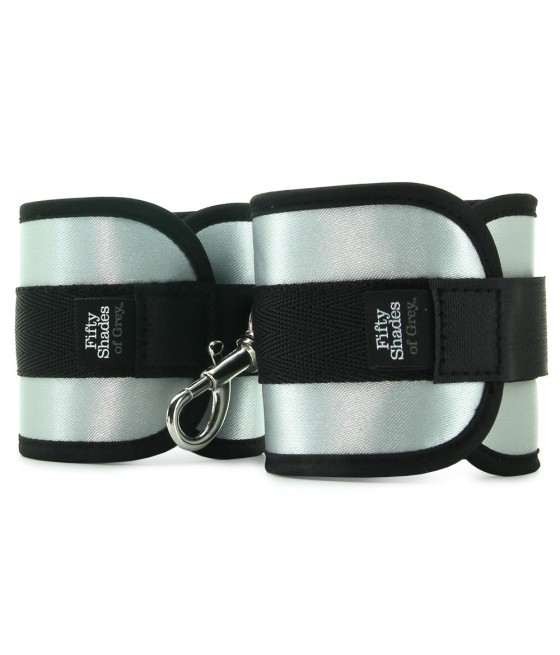 MANETTE IN TESSUTO CON VELCRO E GANCIO 50 SFUMATURE DI GRIGIO "TOTALMENTE SUA"