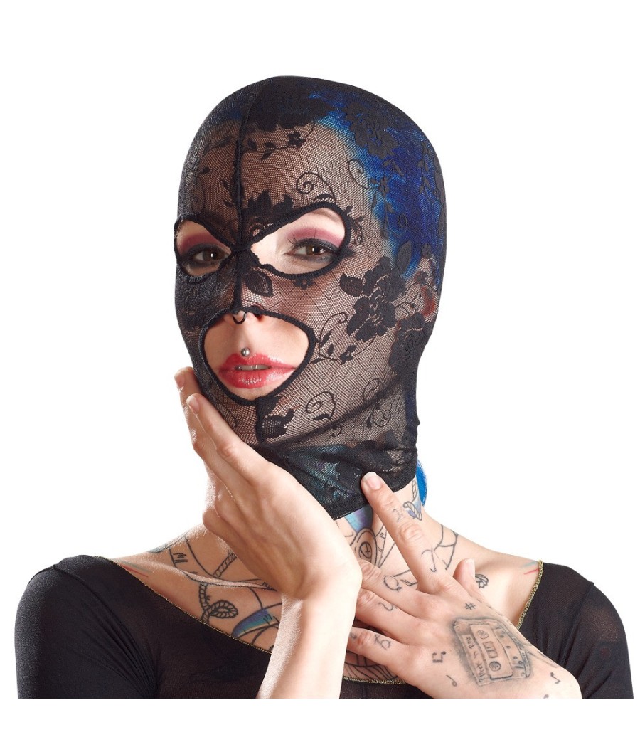 CAPPUCCIO IN PIZZO CON APERTURE OCCHI E BOCCA BAD KITTY "MASK"