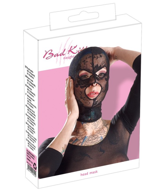 CAPPUCCIO IN PIZZO CON APERTURE OCCHI E BOCCA BAD KITTY "MASK"