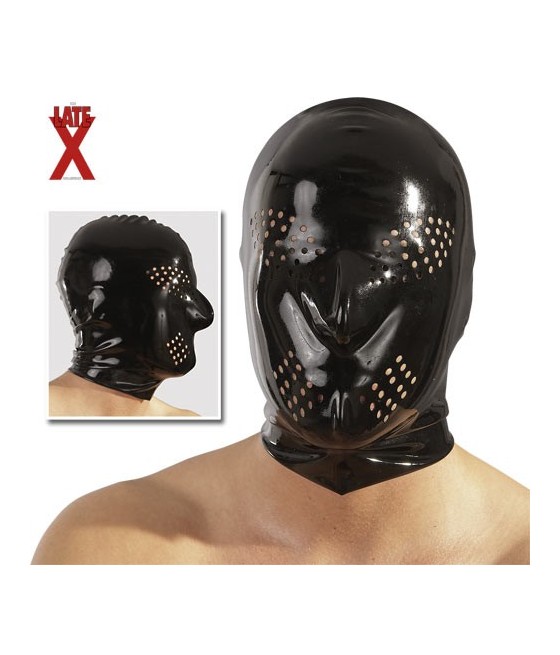 CAPPUCCIO ADERENTE IN LATEX NERO CON AREE FORATE