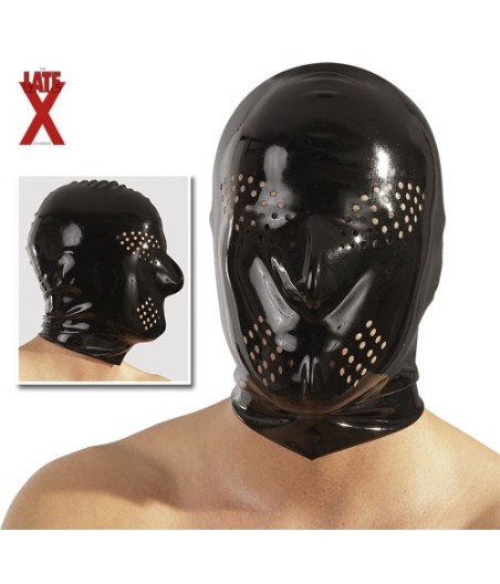 CAPPUCCIO ADERENTE IN LATEX NERO CON AREE FORATE