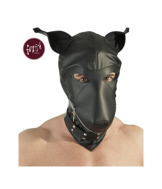 MASCHERA DOBERMANN IN PELLE NERA - TAGLIA UNICA 