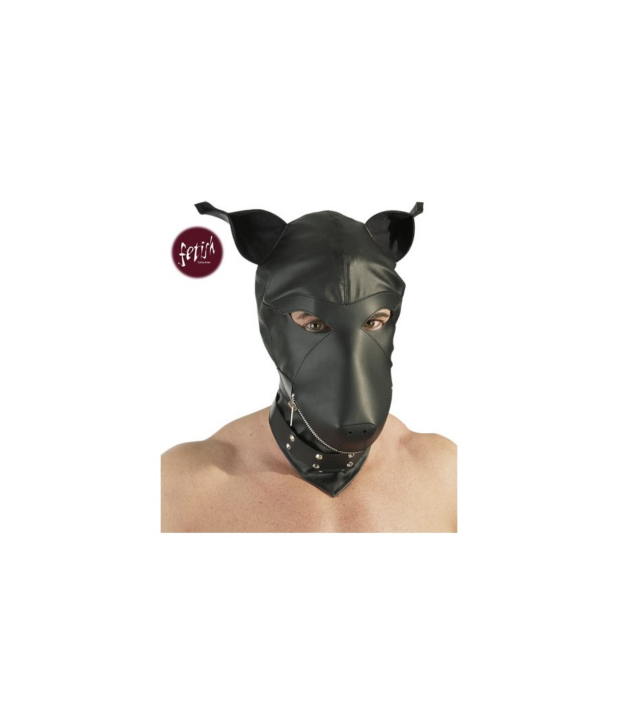 MASCHERA DOBERMANN IN PELLE NERA - TAGLIA UNICA 