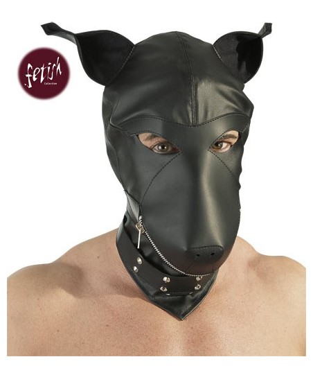 MASCHERA DOBERMANN IN PELLE NERA - TAGLIA UNICA