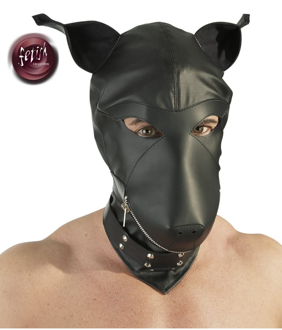 MASCHERA DOBERMANN IN PELLE NERA - TAGLIA UNICA 