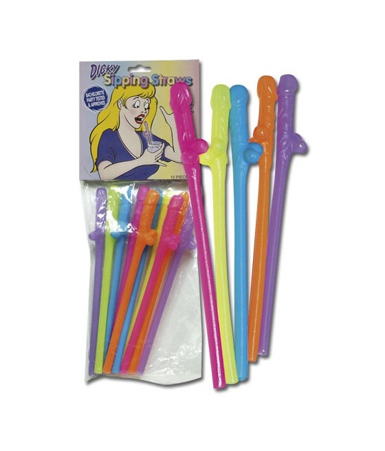 SET 10 PEZZI CANNUCCE COLORATE A FORMA DI PENE