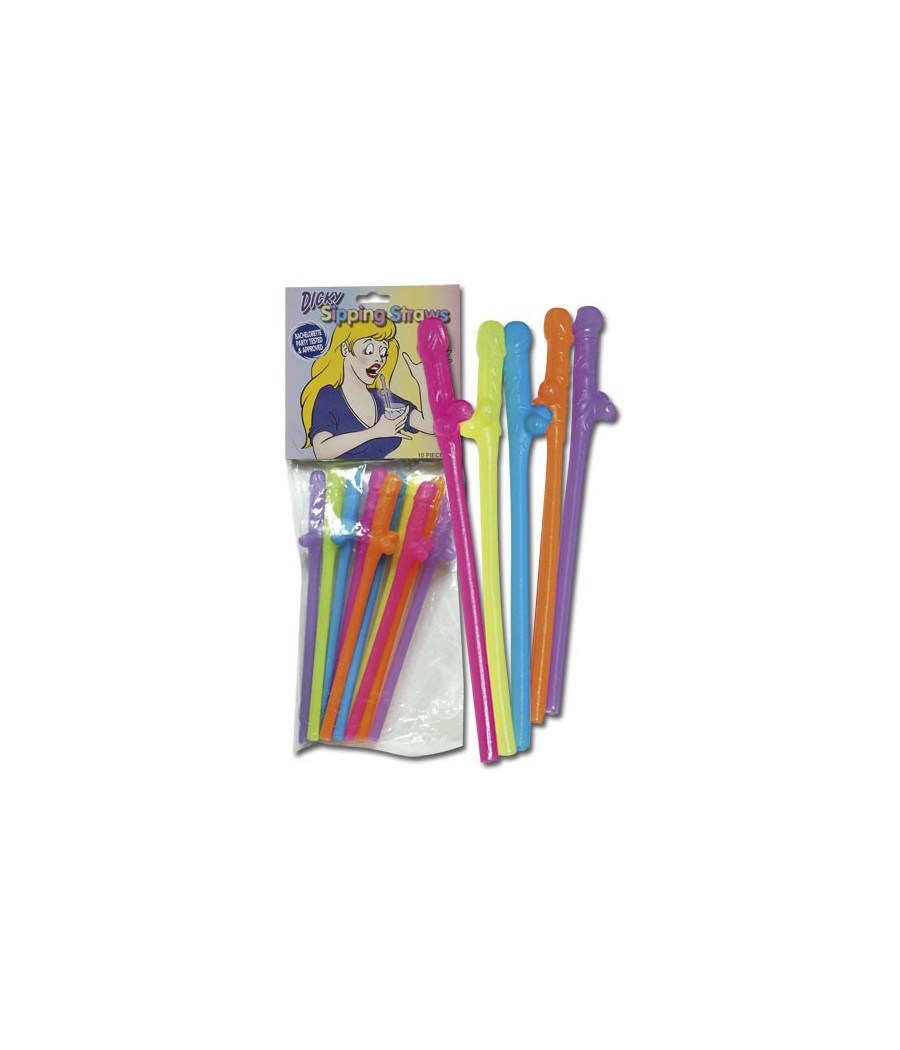 SET 10 PEZZI CANNUCCE COLORATE A FORMA DI PENE