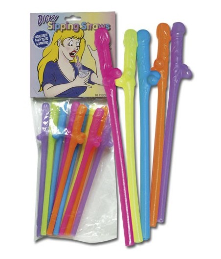 SET 10 PEZZI CANNUCCE COLORATE A FORMA DI PENE