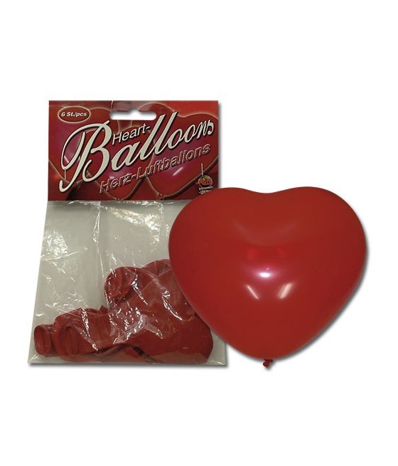 PALLONCINO GONFIABILE FORMA DI CUORE PER FESTE - 6 PEZZI