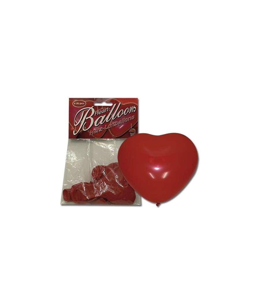 PALLONCINO GONFIABILE FORMA DI CUORE PER FESTE - 6 PEZZI