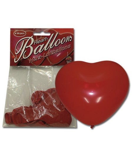 PALLONCINO GONFIABILE FORMA DI CUORE PER FESTE - 6 PEZZI