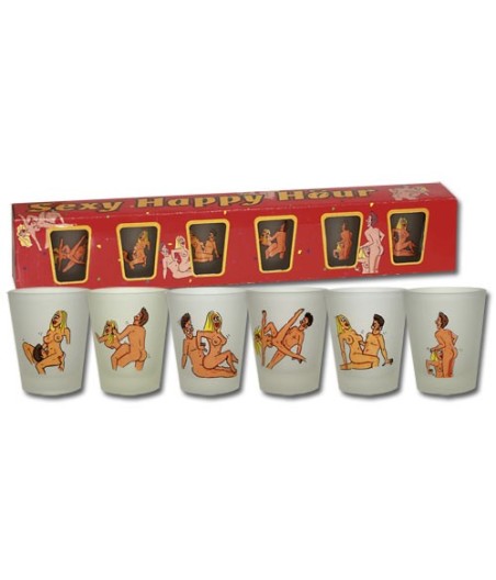 SET 6 BICCHIERI CON STAMPE POSIZIONI SEXY