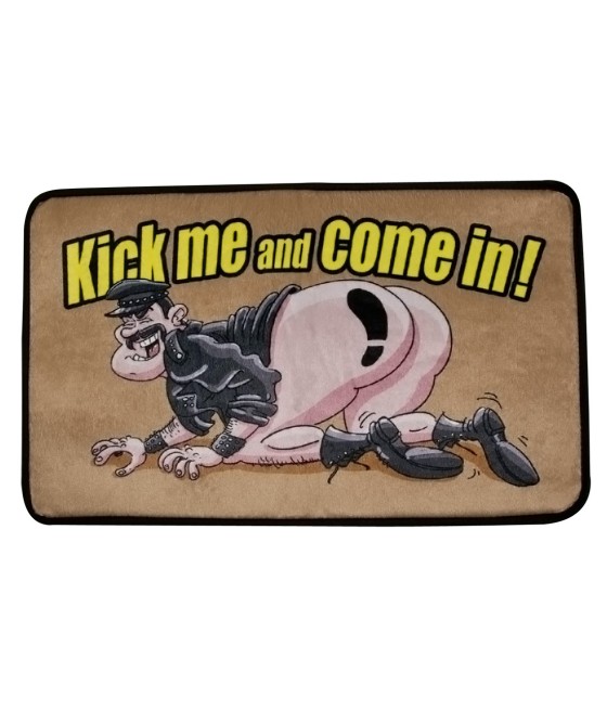 TAPPETO CON STAMPA \"KICK ME AND COME IN\"