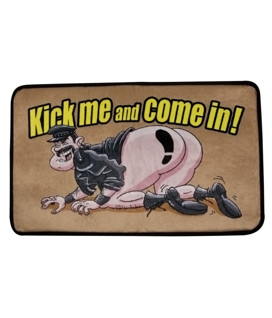 TAPPETO CON STAMPA \"KICK ME AND COME IN\"