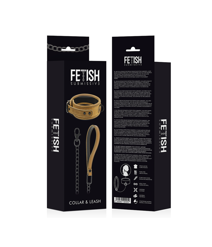 COLLARE SOTTOMISSIVO DI ORIGINE FETISH CON GUINZAGLIO