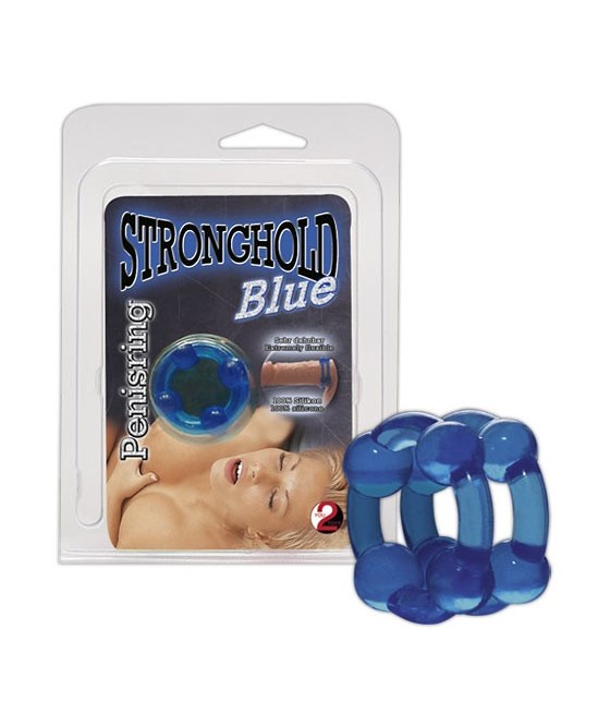DOPPIO ANELLO FALLICO IN SILICONE \"STRONGHOLD\" BLU