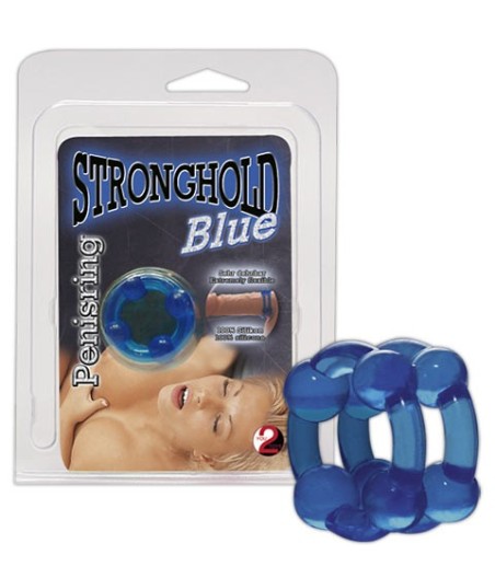 DOPPIO ANELLO FALLICO IN SILICONE STRONGHOLD BLU