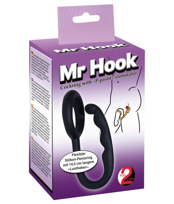 ANELLO FALLICO CON GANCIO PER STIMOLAZIONE PERINEO P-POINT NERO