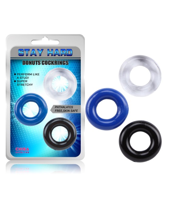 SET 3 ANELLI FALLICI "DONUT RINGS" - COLORI VARI