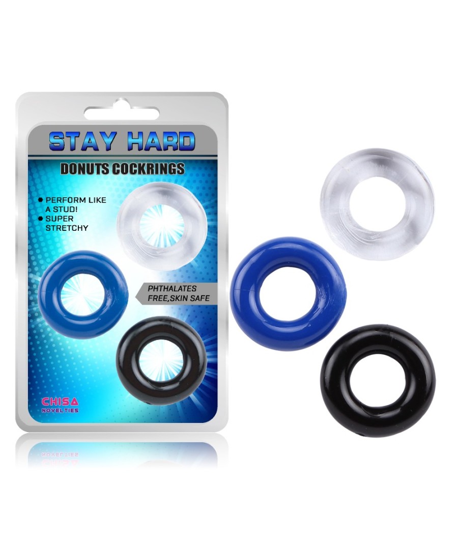 SET 3 ANELLI FALLICI "DONUT RINGS" - COLORI VARI