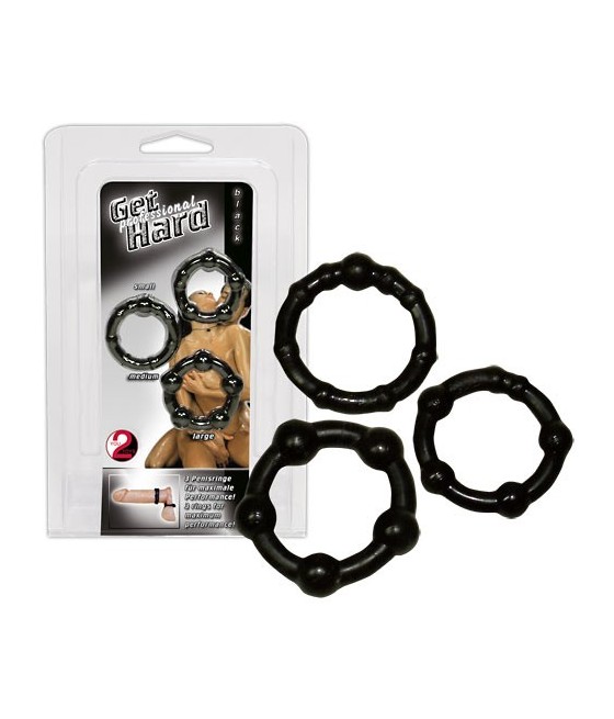 SET 3 ANELLI FALLICI STIMOLANTI GET HARD NERO