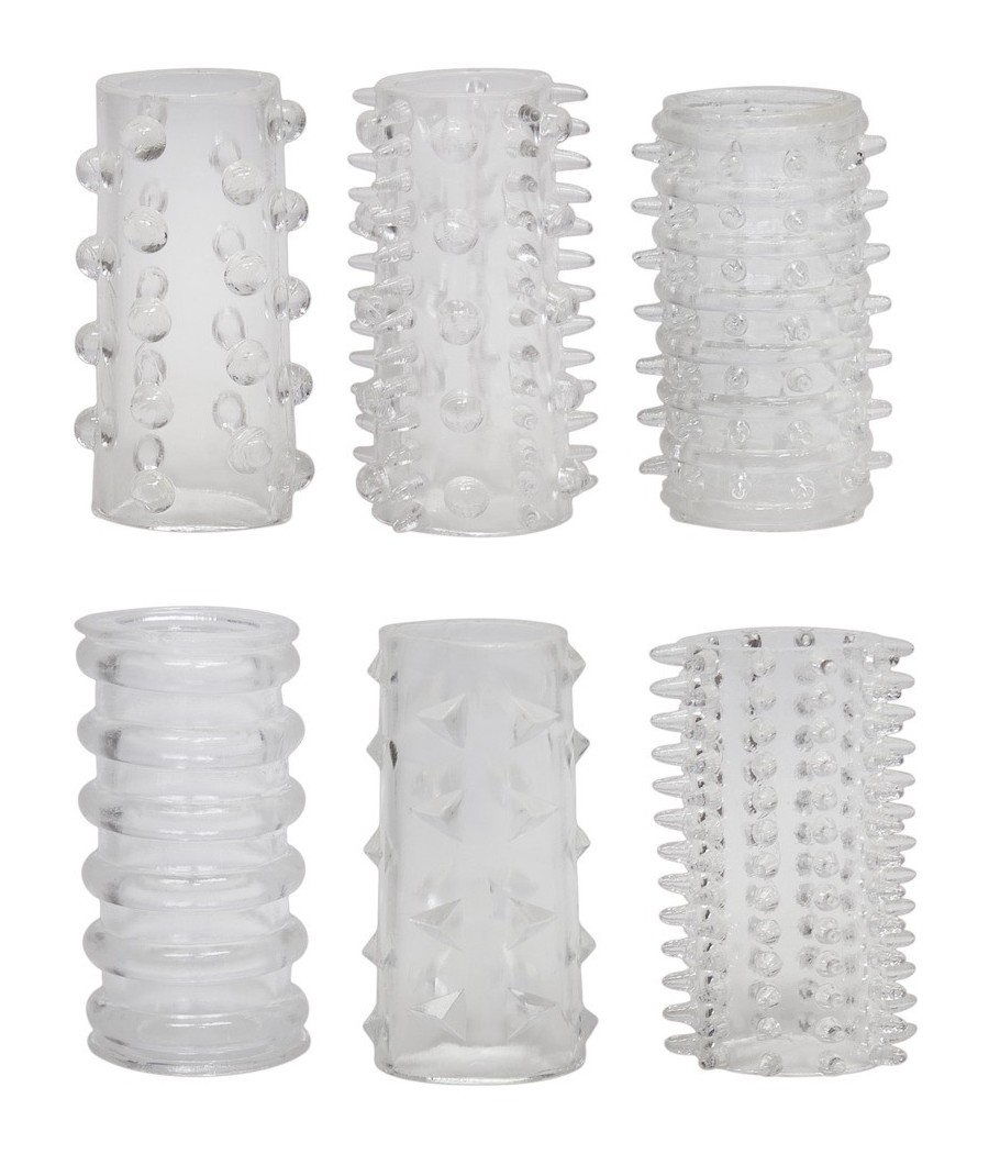 SET 6 GUAINE FALLICHE CON RILIEVI STIMOLANTI DIFFERENTI